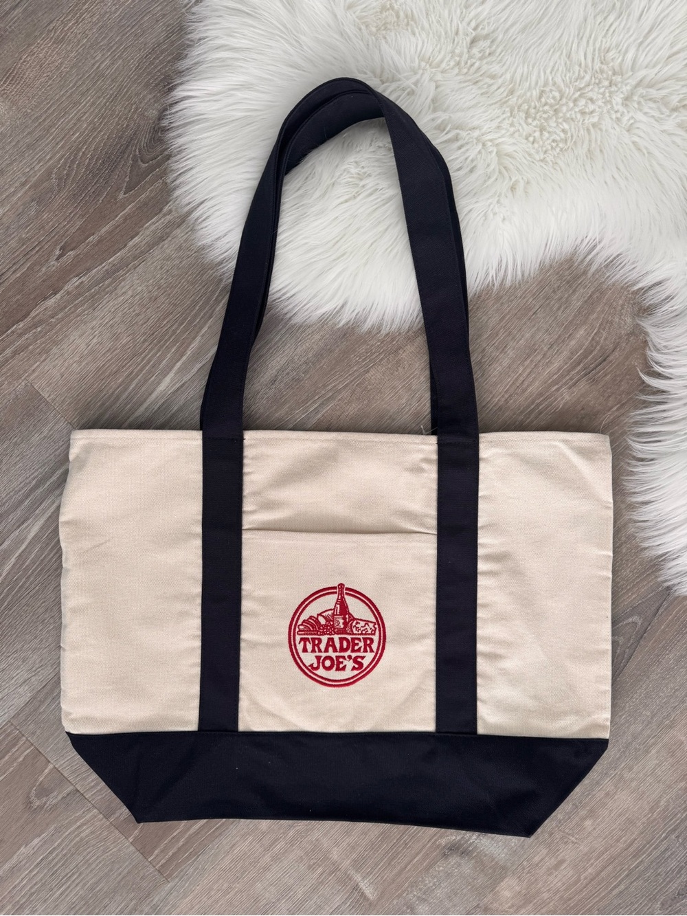 💙 Trader Joe's Navy Blue Canvas Tote Bag - Picture 2 of 4